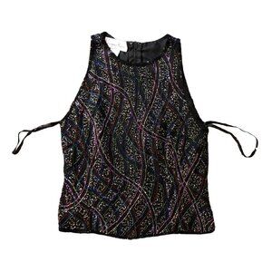 Laurence Kazar Studded Polyester Geometric Top Medium